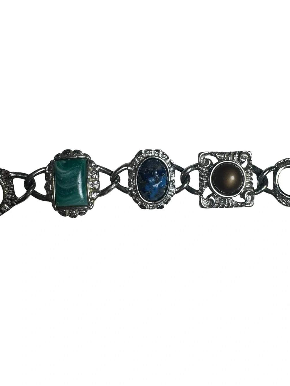 Sarah Coventry Silver Tone Faux Gemstone Panel Bracelet - Picture 5 of 10